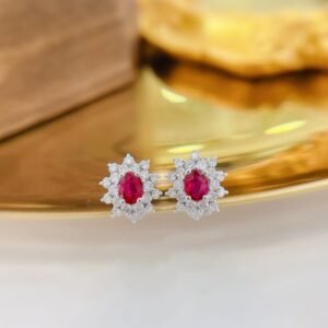 Ruby Earring 0.42 Cts in 18k Gold Jewelry