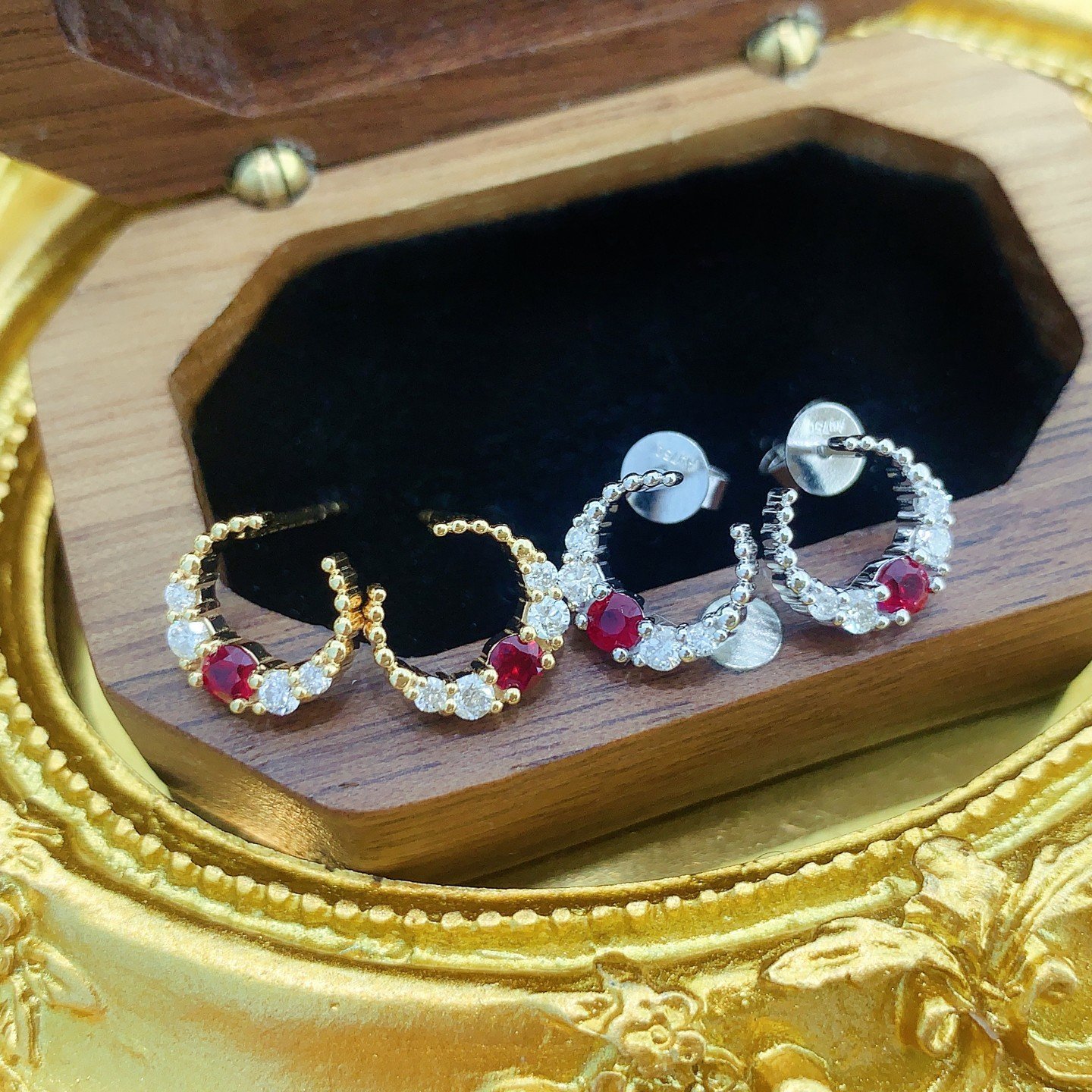 Ruby Earring 0.20 Cts in 18k Gold Jewelry