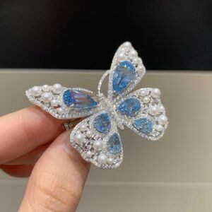 Aquamarine with Pearl Brooch